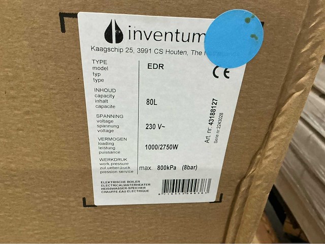 Inventum edr 81 2-span elektrische boiler 80 liter - afbeelding 4 van  4