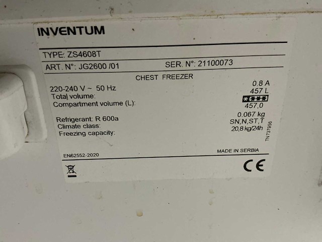 Inventum zs4608t vriezer 457 l - afbeelding 4 van  4
