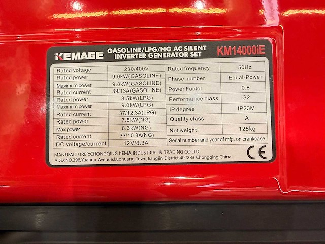 Inverter km14000ie - 9000 w continuvermogen - switch-on benzine/lpg/aardgas - 2026 - afbeelding 4 van  13