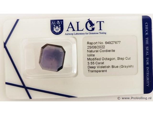 Iolite 3.55ct algt certified - afbeelding 2 van  4