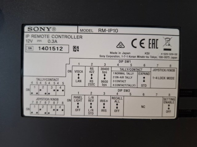 Ip-besturingspaneel, sony, rm-ip10, met 3x ptz camera, sony srg-300se - afbeelding 3 van  6