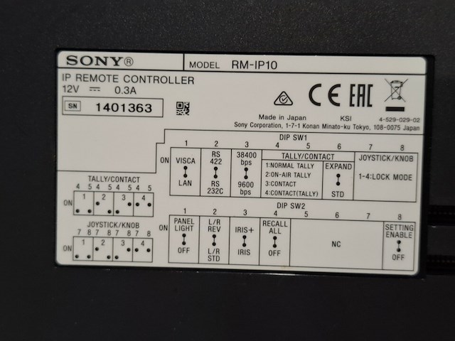 Ip-besturingspaneel, sony, rm-ip10, met 3x ptz camera, sony srg-300se - afbeelding 7 van  8