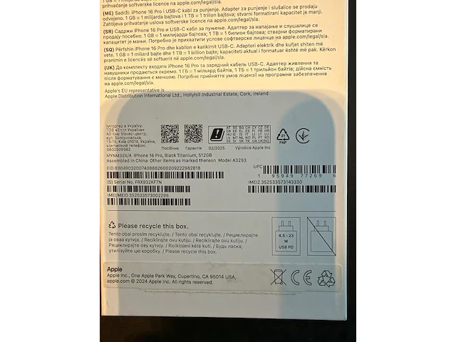 Iphone, apple, 16 pro 512gb a3293, black titanium - afbeelding 2 van  2
