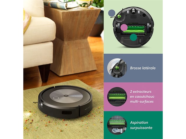 Irobot roomba j7 (j7156) robotstofzuiger herkent en vermijdt objecten zoals oplaadkabels en sokken - afbeelding 3 van  6