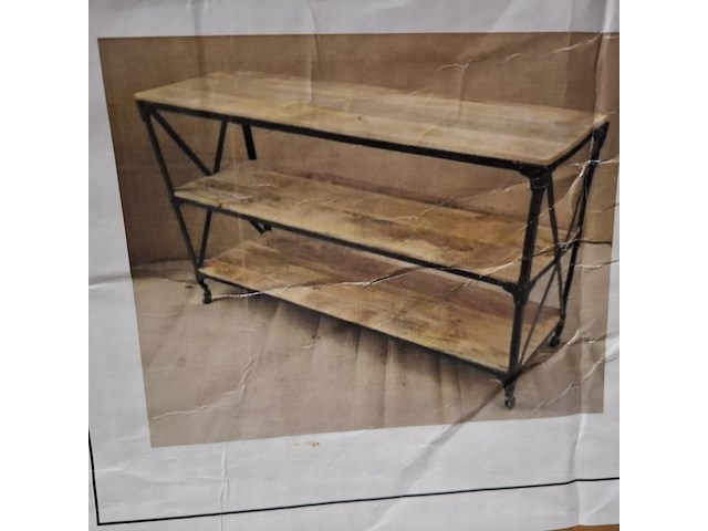 Iron wooden console table - afbeelding 1 van  3