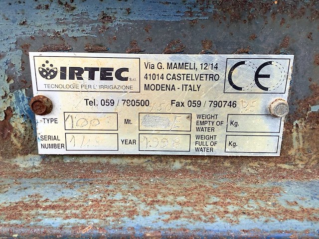 Irtec - 100 - beregeningshaspel - afbeelding 9 van  9