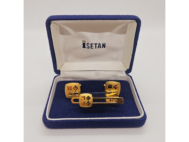 Isetan goldplated manchetknopen + stropdas houder - afbeelding 1 van  6