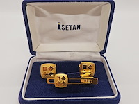 Isetan goldplated manchetknopen + stropdas houder - afbeelding 1 van  6