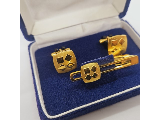 Isetan goldplated manchetknopen + stropdas houder - afbeelding 2 van  6