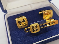 Isetan goldplated manchetknopen + stropdas houder - afbeelding 2 van  6