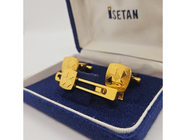 Isetan goldplated manchetknopen + stropdas houder - afbeelding 3 van  6