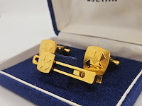 Isetan goldplated manchetknopen + stropdas houder - afbeelding 3 van  6