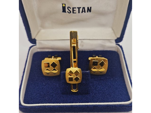 Isetan goldplated manchetknopen + stropdas houder - afbeelding 4 van  6