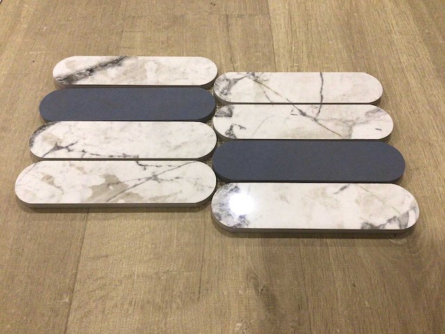 Italgraniti moods ovale invis grey/cielo glans mozaïektegel 19,5x37 cm 12,34 m² - afbeelding 2 van  4