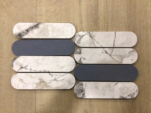 Italgraniti moods ovale invis grey/cielo glans mozaïektegel 19,5x37 cm 12,34 m² - afbeelding 3 van  4