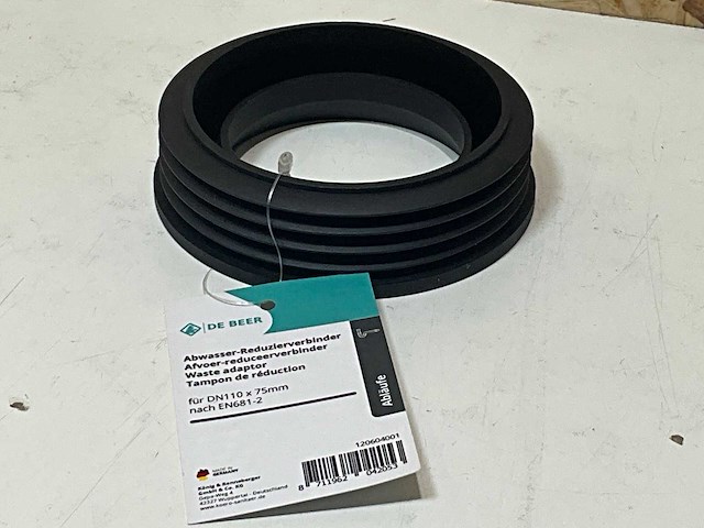 J de beer afvoerreduceerstuk dn110x75mm tpe-zwart (56x) - afbeelding 1 van  6