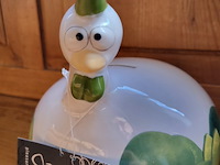 J-line kip en haan spaarpot keramiek groen/wit geel 2 stuks aantal 4 sets. - afbeelding 3 van  11