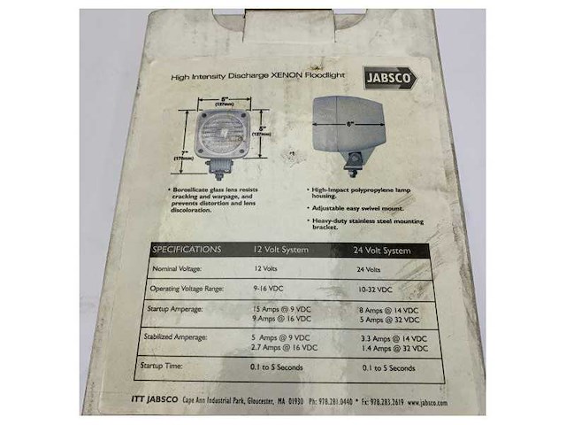Jabsco faro xenon 12v 15 amp marine floodlights - 63142-0012 - afbeelding 7 van  8