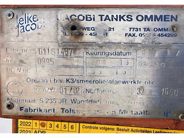 Jacobi tanks brandstof opslagtank - afbeelding 8 van  8