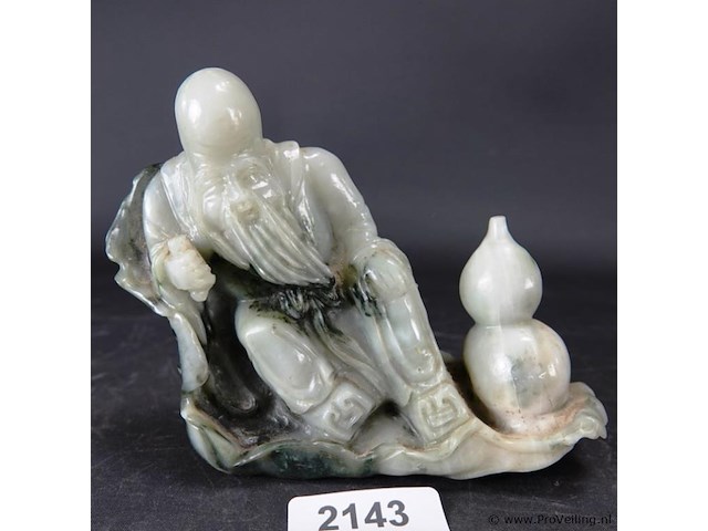 Jade beeld van een zittende "lohan" china 20e eeuw - afbeelding 1 van  5