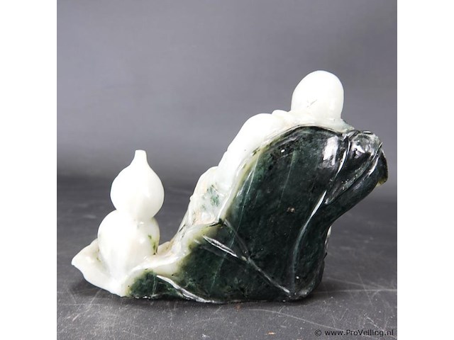 Jade beeld van een zittende "lohan" china 20e eeuw - afbeelding 3 van  5