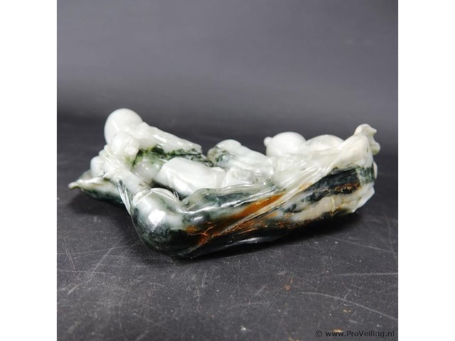 Jade beeld van een zittende "lohan" china 20e eeuw - afbeelding 5 van  5