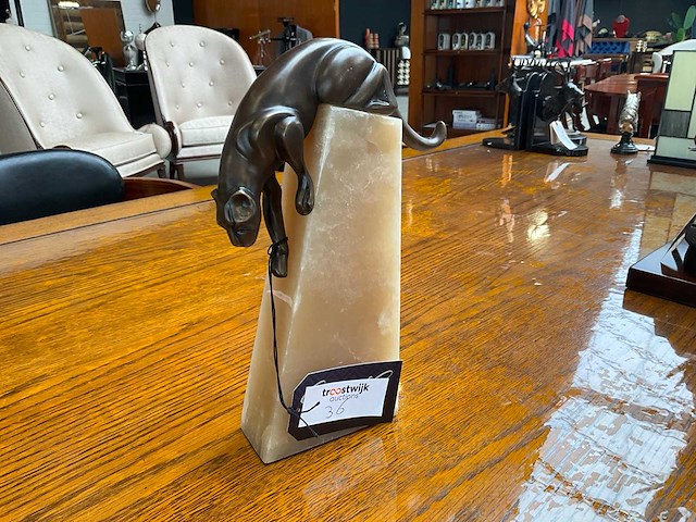 Jansen deco panther onyx base statue - afbeelding 1 van  4