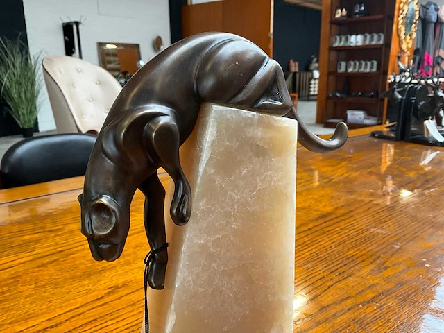 Jansen deco panther onyx base statue - afbeelding 3 van  4