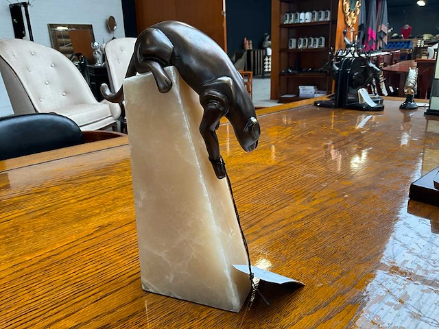 Jansen deco panther onyx base statue - afbeelding 4 van  4