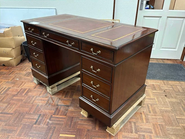 Jansen english pedistal mahogany bureau - afbeelding 1 van  3