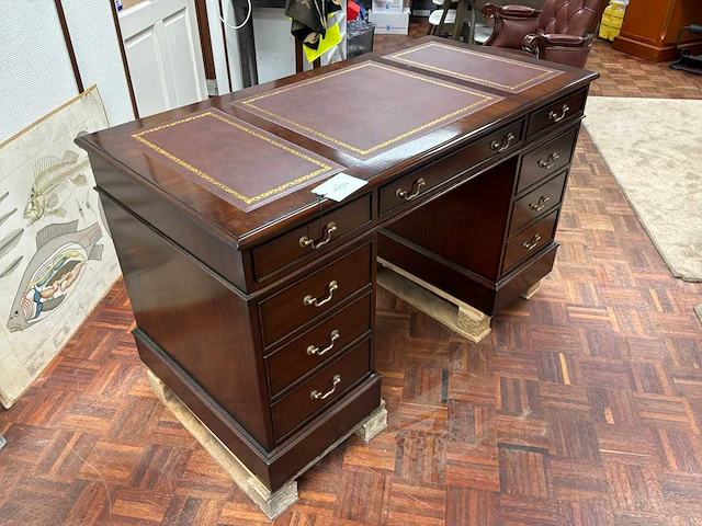 Jansen english pedistal mahogany bureau - afbeelding 2 van  3