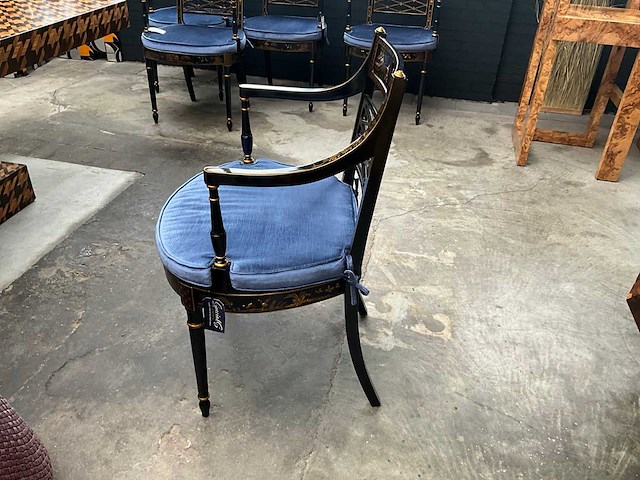 Jansen furniture chinoiserie-cust eetkamerstoel (5x) - afbeelding 6 van  8