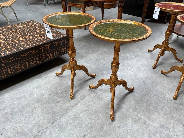 Jansen furniture chinoiserie groen bijzettafel (2x) - afbeelding 1 van  5