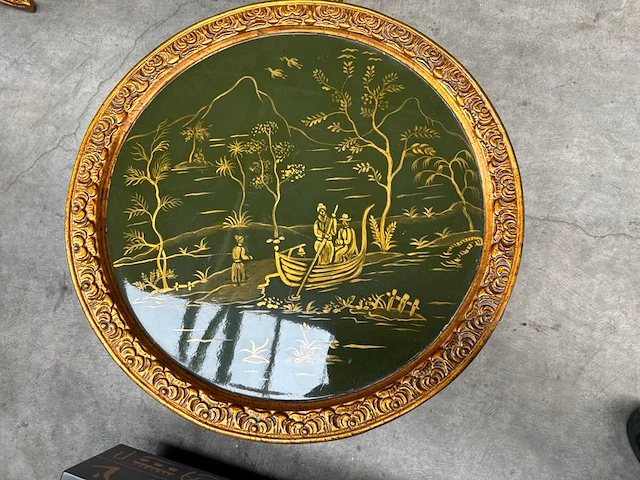 Jansen furniture chinoiserie groen bijzettafel (2x) - afbeelding 3 van  5