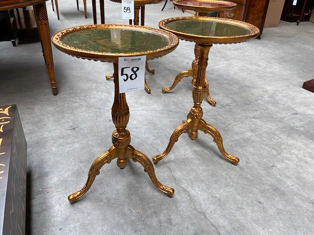Jansen furniture chinoiserie groen bijzettafel (2x) - afbeelding 4 van  5