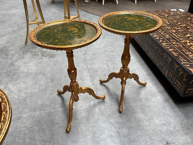 Jansen furniture chinoiserie groen bijzettafel (2x) - afbeelding 5 van  5