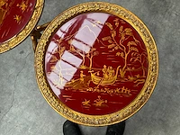 Jansen furniture chinoiserie rood bijzettafel (2x) - afbeelding 3 van  6
