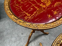 Jansen furniture chinoiserie rood bijzettafel (2x) - afbeelding 5 van  6