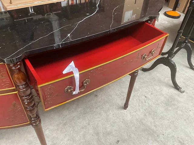 Jansen red chinoiserie side table - afbeelding 5 van  6