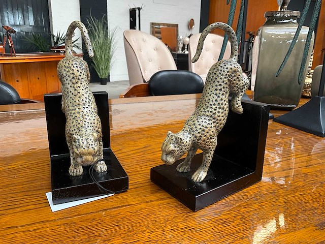 Jansen statue pair of leopards boekensteun (2x) - afbeelding 1 van  3