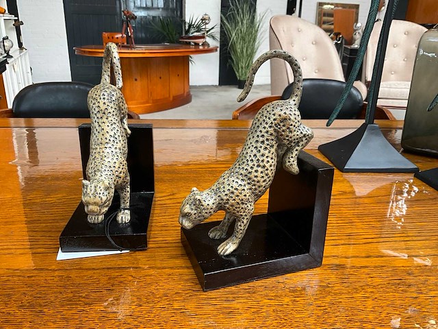 Jansen statue pair of leopards boekensteun (2x) - afbeelding 2 van  3