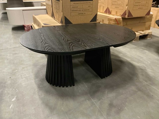 Japandi collection nola uitschuifbare coffee table black 45x80/110/140cm - afbeelding 3 van  6