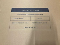 Japandi collection nola uitschuifbare eettafel 75x120/160/200cm beige - afbeelding 2 van  12