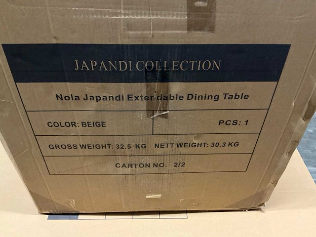 Japandi collection nola uitschuifbare eettafel 75x120/160/200cm beige - afbeelding 4 van  12