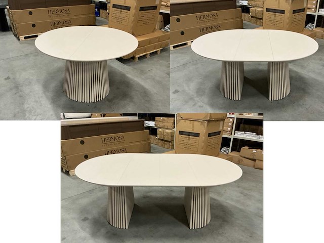 Japandi collection nola uitschuifbare eettafel 75x120/160/200cm beige - afbeelding 1 van  12