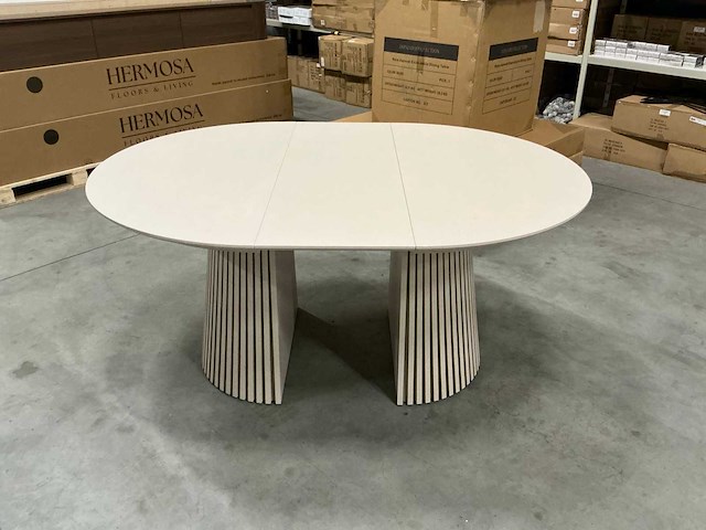 Japandi collection nola uitschuifbare eettafel 75x120/160/200cm beige - afbeelding 6 van  12