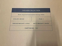 Japandi collection nola uitschuifbare eettafel 75x120/160/200cm beige - afbeelding 2 van  12