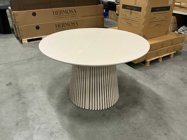 Japandi collection nola uitschuifbare eettafel 75x120/160/200cm beige - afbeelding 5 van  12