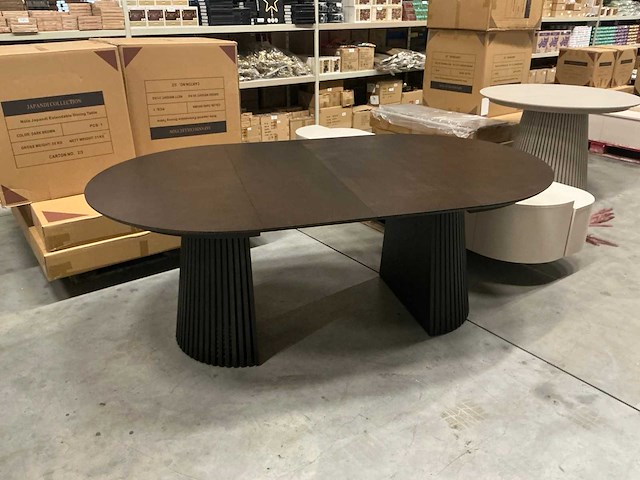 Japandi collection nola uitschuifbare eettafel 75x120/160/200cm dark brown - afbeelding 2 van  6
