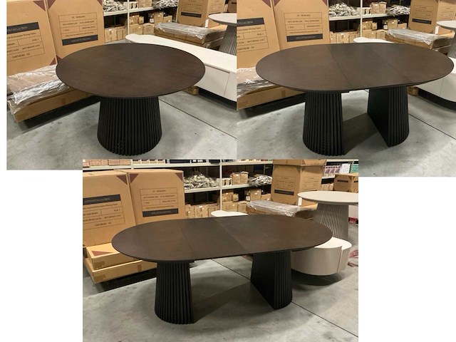 Japandi collection nola uitschuifbare eettafel 75x120/160/200cm dark brown - afbeelding 1 van  10